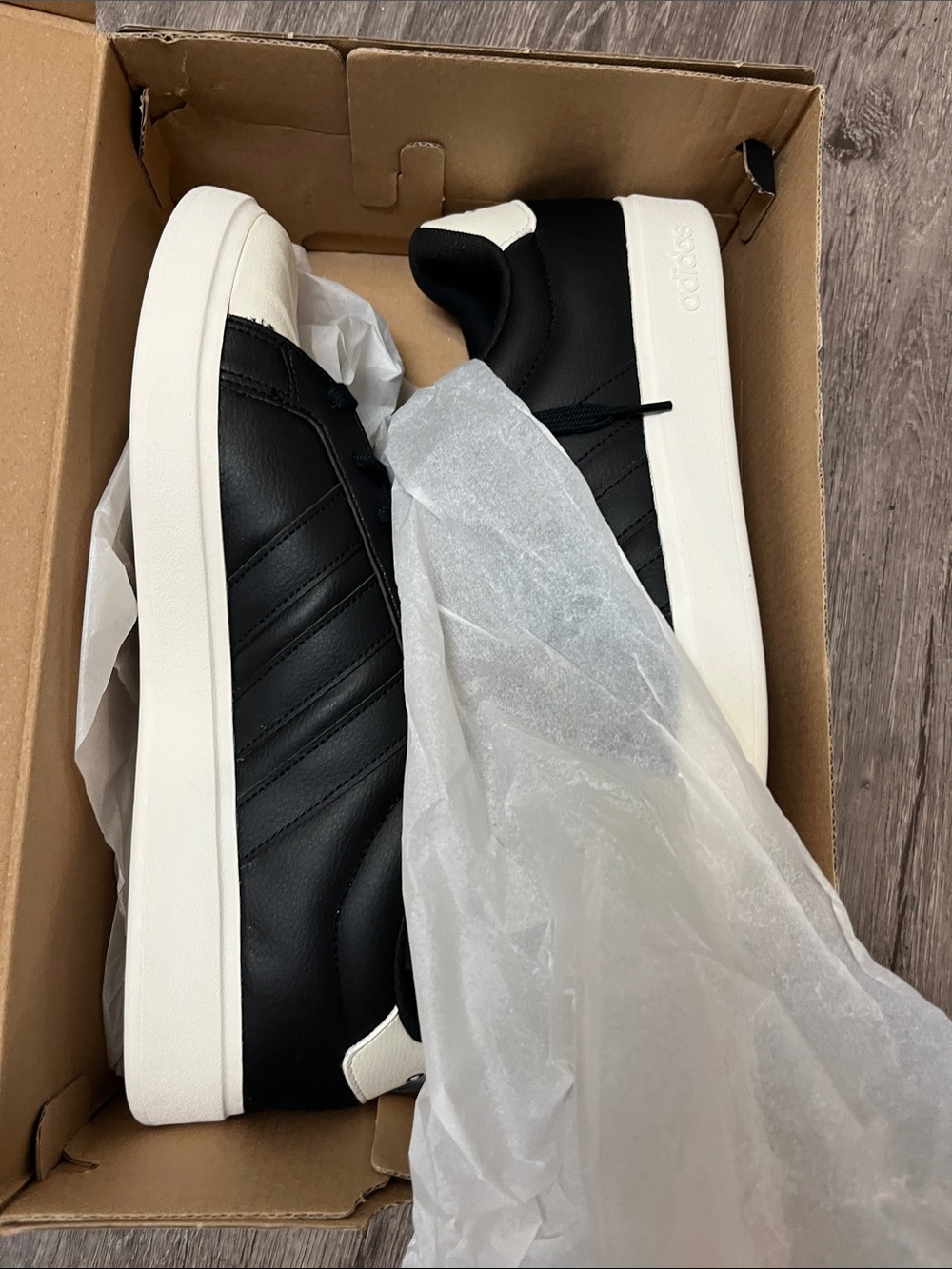 adidas Black Leather Sneakers with White Shell Toe Rick Owen’s style nib